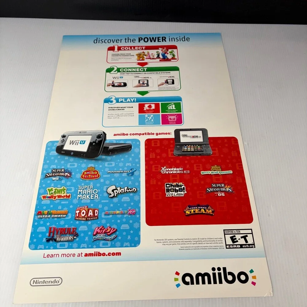 Nintendo Amiibo 2015 Collect Them All Poster Super Smash Bros Mario Series 11x17